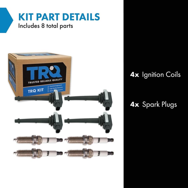 TRQ Ignition Coil and Spark Plug Kit 8 Piece Iridium Spark Plugs Compatible with 2007-2009 Nissan Sentra - Image 3